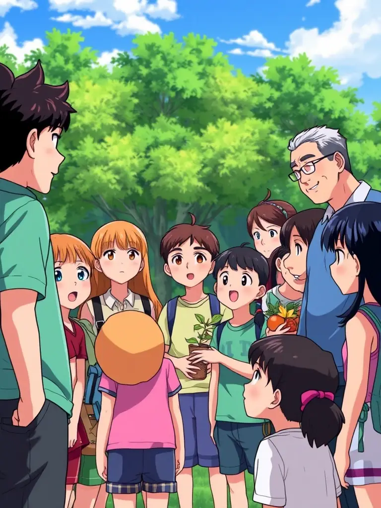 An engaging image of community members participating in a wildlife education workshop outdoors, learning about responsible hunting and environmental awareness.